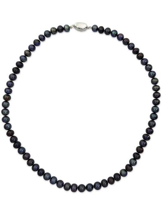 Jewelry - Dainty Black Freshwater Pearl Necklace for Women | Sterling Silver Clasp